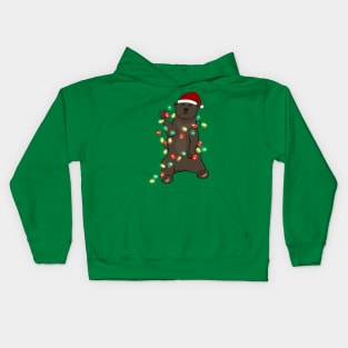 Bear Wrapped With Christmas Lights Kids Hoodie